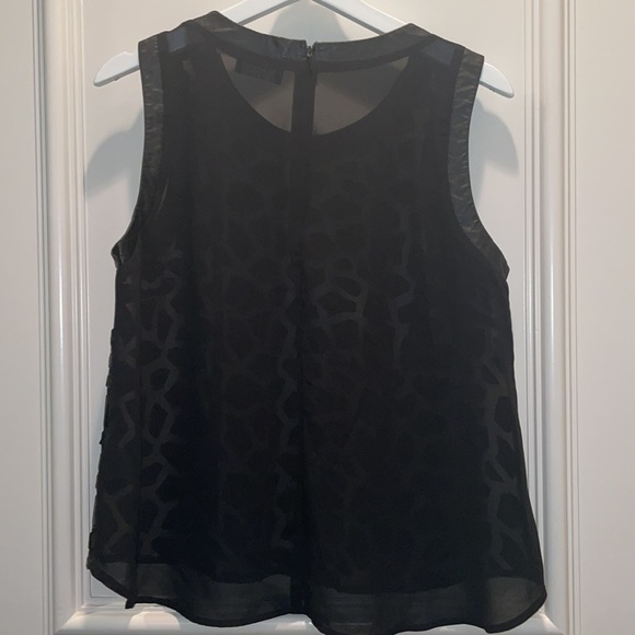 ASTR Black Mesh Tank Top Blouse With Faux Leather Animal Patch Print - Picture 3 of 3